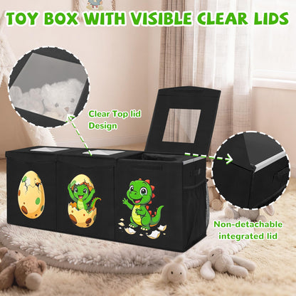 Livole 145L Toy Box, Collapsible Kids Toy Chest Bins with Lids Sturdy Large Toy Storage Organizer Boxes Baskets for Boys Nursery Room Playroom Closet, 40"X16"X14", Black