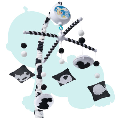 Montessori Mobile Baby for Crib (TINITIGIES) - Black and White Mobile Give Visual Stimulation to Engage Your Newborn - Baby Crib Mobile for Boys & Girls - Baby Mobile for Crib (Animal)