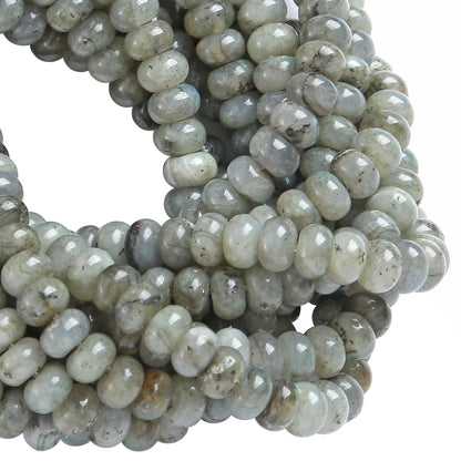 5x8mm 76pcs Natural Gray Labradorite Stone Rondelle Spacer Loose Beads Abacus Disk Stone Round Loose Gemstone Beads for Jewelry Making DIY Bracelet Necklace