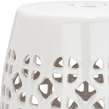 Safavieh Castle Gardens Collection Circle Lattice White Ceramic Garden Stool
