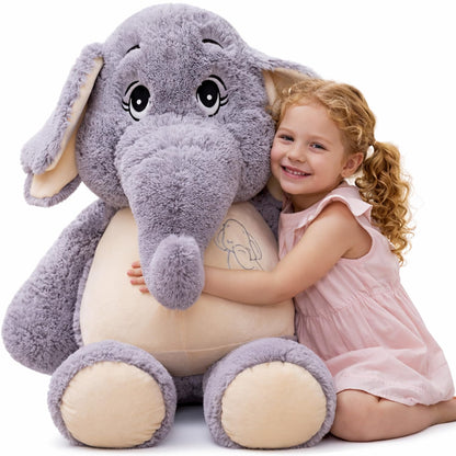 Giant Elephant Stuffed Animal 39'', Large Plush Toy, Soft Huggable Cute Elephant Plush for Girls, Boys, Kids, Babies - Gifts for Birthday, Mother's Day, Christmas