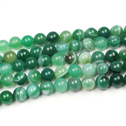 MJDCB Natural Stone Beads Green Striped Agate Round Loose Beads for Jewelry Making DIY Bracelet Necklace (10mm)