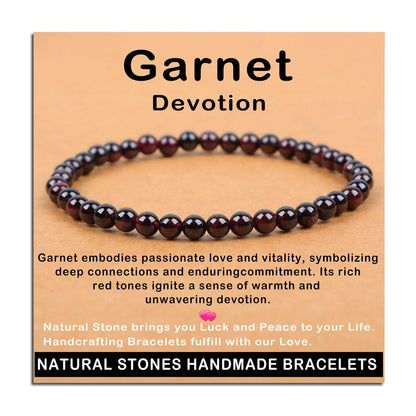 AD Beads Handmade Gemstone Stretch Elastic Bracelet Crystal Healing Reiki Nature's Beauty and Spiritual Essence Unisex (4mm, Garnet (Devotion))