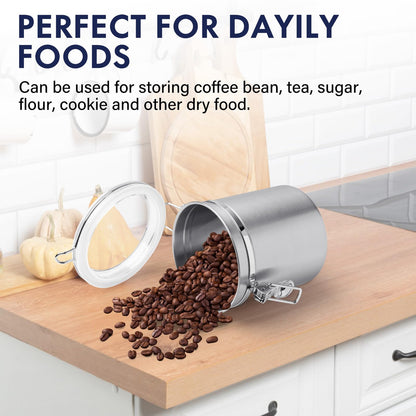 ENLOY 4-Piece Stainless Steel Airtight Food Storage Canister Set with Clear Lid, Containers Sets for Kitchen Counter for Sugar, Flour, Tea, Candy, Cookie, Spice, 28/32/38/65 oz