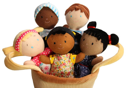 Snuggle Stuffs Basket of Buddies Plush Diversity Multicultural Ethnic Dolls | Diversity Toys for Toddlers | Soft Multicultural Dolls for Preschool Classroom, Daycare or at Home | Set of 5-8"