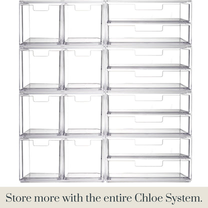 STORi Chloe Space-Saving Clear Drawer Organizer (4 Wide Drawers) Sort Office, Kitchen, Beauty Supplies, Makeup, Pens, Jewelry, Stationary, Made in USA
