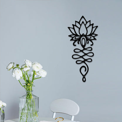 Lotus Flower Wall Decor – Black Metal Yoga Wall Art with Lotus Design, Spiritual Home Décor Sculpture for Meditation Spaces, Living Room, Bedroom, Office