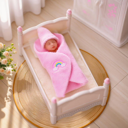 BABESIDE Mini Silicone Baby Dolls, 3 Inch Realistic Newborn Baby Dolls Full Silicone Sleeping Little Mini Real Life Baby Girl Miniature Baby with Playset Accessories(Pink)