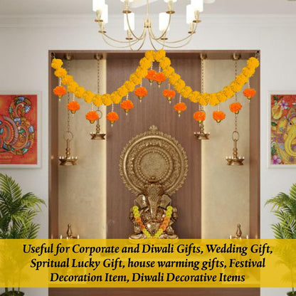 SMIZZY ; (RE) TOUCHING LIVES Fluffy Flowers Marigold Toran Garland Bandarwal for Entrance Door | Main Door | Mandir | Home | Wedding Decorations Items 50 Inch Long Yellow White