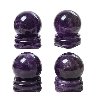 Casaper Natural Amethyst Ball with Stone Stand, Healing Crystal Sphere for Home Fengshui Yoga Meditation, Reiki Energy Balancing 1.18”(30mm)