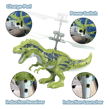 KPPIT Dinosaur Toys for 8-12 Year Old Boys, Infrared Induction RC Ball Cool Toy for Kids Boys Girls Light Helicopter Flying Drone Indoor Outdoor Games Christmas Birthday Gifts