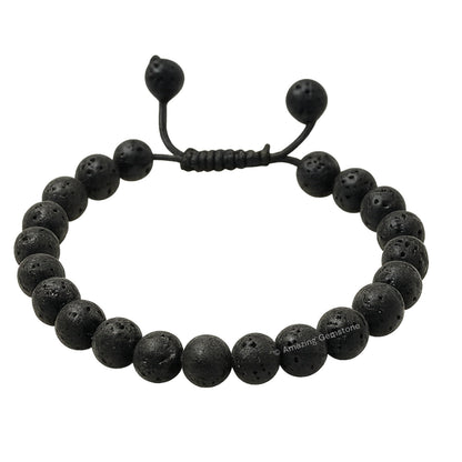 Amazing Gemstone Lava Stone Bracelet for Women Men's Gifts - Protection Healing Crystal Bracelet - 8mm Gemstones Beaded Adjustable Bracelet Pulseras Para Hombres Mujer Stocking Stuffers