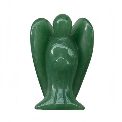 Afucats Natural Green Aventurine Healing Guardian Angel Indoor Decorative Stone,1.5 Inches Carving Pocket Palm Statue,Gift for Her Christmas Décor