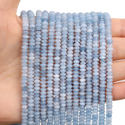 BONNY BOXX 1 Strand (150PCs) Natural 2 * 4mm Aquamarine Rondelle Beads, Natural Abacus Disk Stone Beads Loose Spacer Gemstone for DIY Bracelet Necklace Jewelry Making