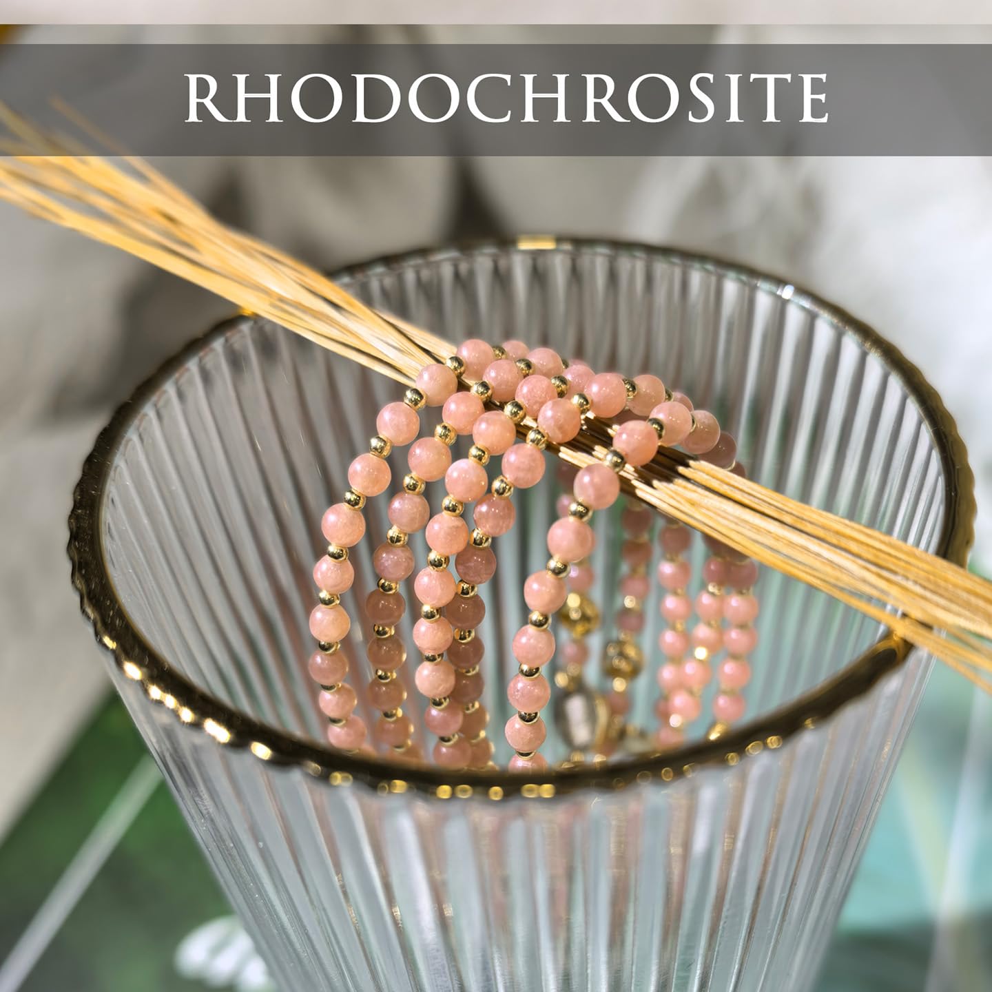 Morchic 3mm Argentina Rhodochrosite Natural Gemstone Beaded Bracelet for Women, Dainty Charm Jewelry, Adjustable 7.1-8.6", Ideal Birthday Holiday Gift