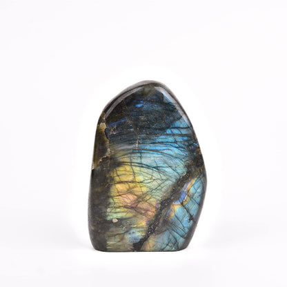 JIC Gem Class 1 Labradorite Palm Stone Crystal, Polished Healing Pocket Worry Stone for Anxiety Stress Relief 1.3-1.5lb