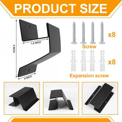 Beeveer 4 Pack Ladder Hooks for Garage Wall Heavy Duty Steel Ladder Brackets with Mounting Hardware, Heavy Duty Utility Hanger for Step, Wheelbarrow & Garden Tools Storage, 50 Lbs Capacity