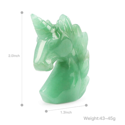 Artistone 2" Green Aventurine Jade Unicorn Stone Figurines Hand-Carved Crystal Unicorn Ornament Statue Symbol of Courage Sculpture Decoration Gift