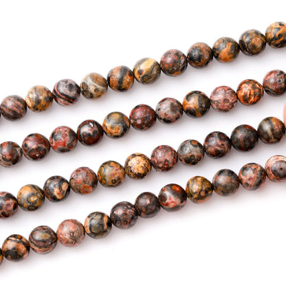8mm 45pcs DIY Natural Leopard Skin Jasper Stone Beads Round Healing Crystal Gemstone Loose Beads for Jewelry Making Handmade Bracelet Necklace
