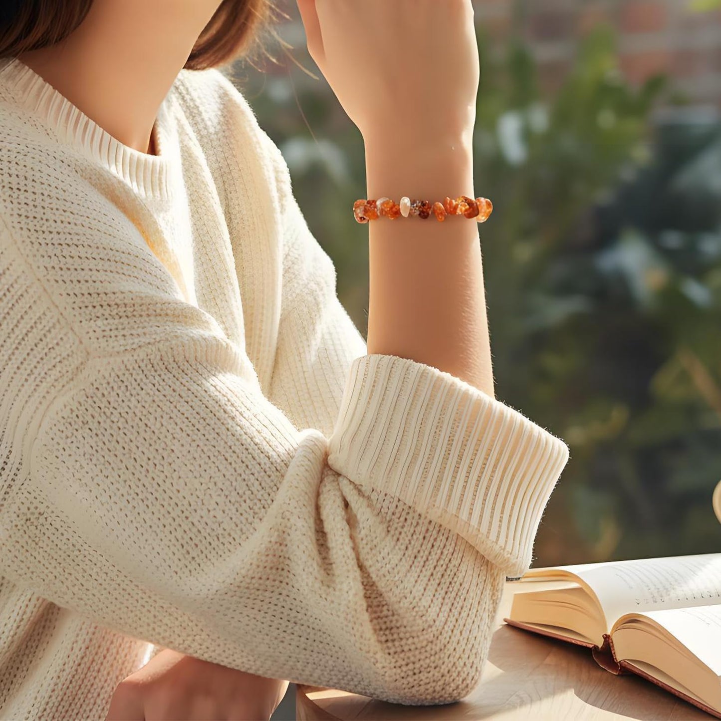 Woven Adjustable Irregular Beaded Carnelian Bracelet-Chakra Bracelets for Women Relive Anxiety Healing Crystals Carnelian Jewelry for Birthday Valentine's Day Mother's Day Thanksgiving Day Christmas Gifts