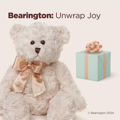 Bearington Huggles Creamy White Teddy Bear Stuffed Animal Toy - 16" Soft-Fur Teddy Bear Plushies with Satin Bow - Cuddly Stuffed Bears Plush Gift for Birthday, Anniversary, Holiday, or Graduation