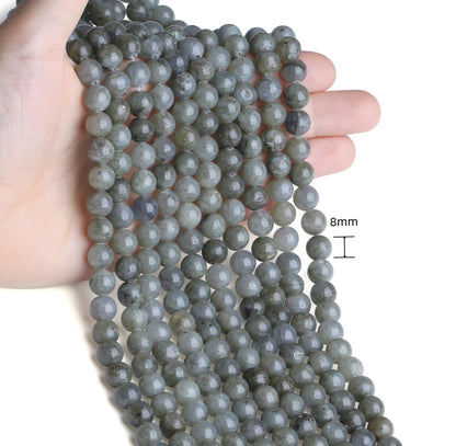 NUKAYAI Natural Labradorite Beads 100Pcs 8mm Crystal Beads Round Grey Moonstone Bead for Bracelet Necklace Earrings Jewelry Making