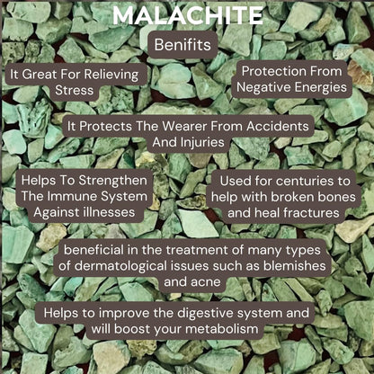 Indian Consigners Malachite Tumbled Stone Chips – 100g Natural Crushed Green Gemstones for Energy Healing, Crystal Grids, Jewelry & Home Decor
