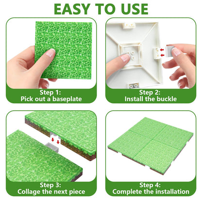 Youngyes Magnetic Blocks Baseplate - Magnet Toys for Kids, 4PCS Baseplate for Minecraft Magnetic Building Blocks Placing 4" x 4", STEM Toys Birthday Gifts for Boys Girls Age 3+ Years Old, Grassland