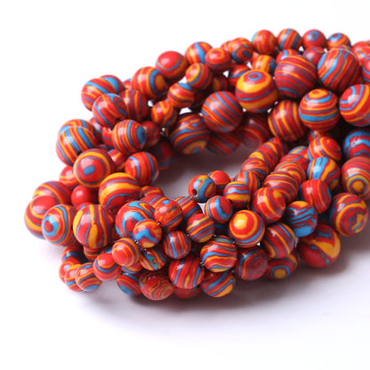 60PCS 6MM Beads Red Malachite Beads Round Loose Beads Natural Gem Beads for Jewelry Making 15"