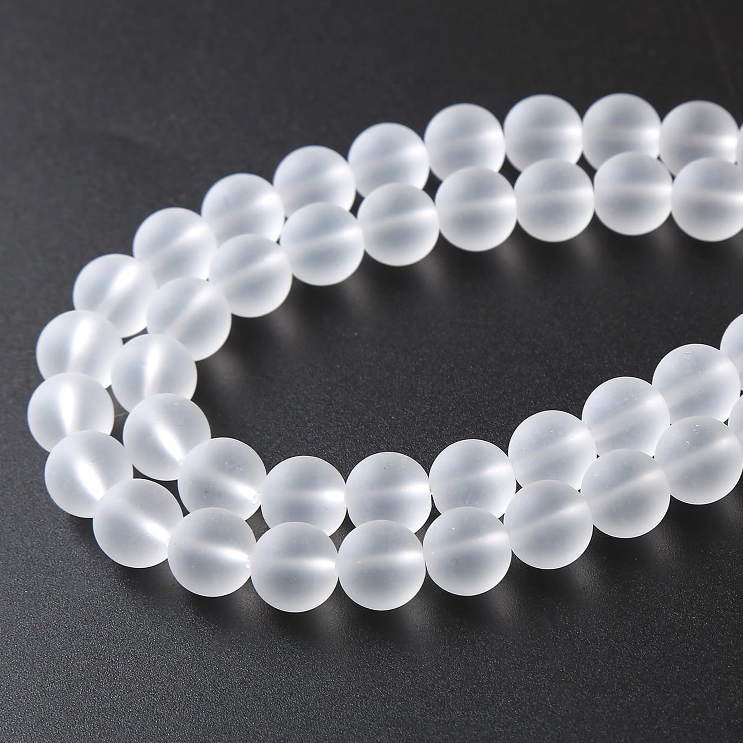 60pcs 6mm Frost White Crystal Glass Beads for Jewelry Making Round Loose Beads DIY Bracelets Necklaces Crystal Energy Healing Stone Beads 15" (6mm, Frost White Glass)