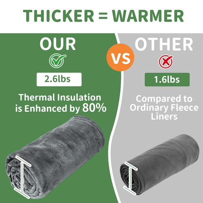 Tuphen Flannel Sleeping Bag Liner, XXL Fluffy Adult Sleeping Sack with Hidden Zipper for Warm or Cold Weather, Thick Travel Sheets for Hotel,Camping,Backpacking,Traveling & Dirty Proof,Gray,86 x 41‘’