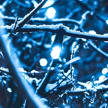 Solar LED Christmas String Lights - 2 Pack Total 144ft 400 LED 8 Modes Outdoor Icicle String Lights, Waterproof Solar Powered White Fairy Light for Garden Patio Fence Christmas Tree Decorations White