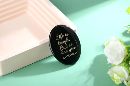 NUKAYAI Inspirational Gifts Worry Stone Black Obsidian Crystal Stone Healing Crystals Pocket Natural Stress Relief Gifts Meditation Accessories Palm Reiki Trinket Anxiety Relief Items for Women Men
