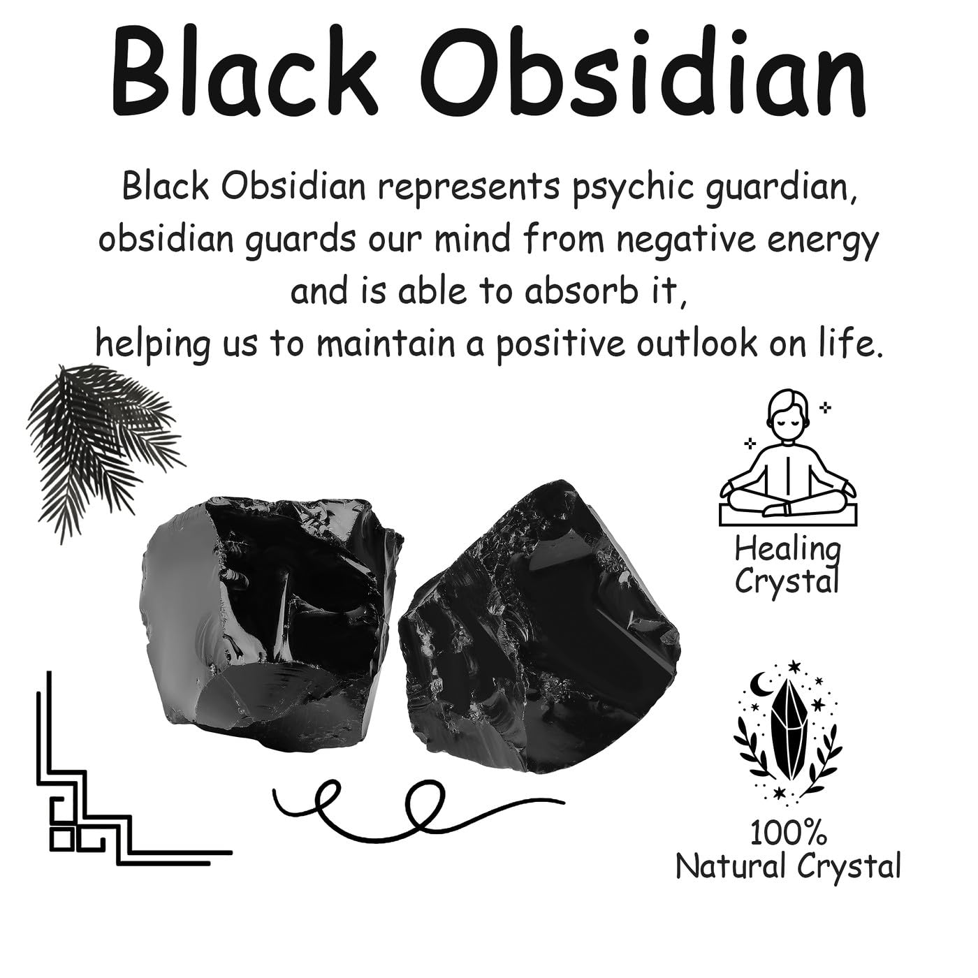 NUKAYAI 2Pcs Black Obsidian 1.8-2.2" Large Raw Crystals Stones Rough Rocks Healing Crystal for Polishing Decoration Cabbing Wicca Reiki Tumbling Wire Wrapping Natrual Rock Gifts