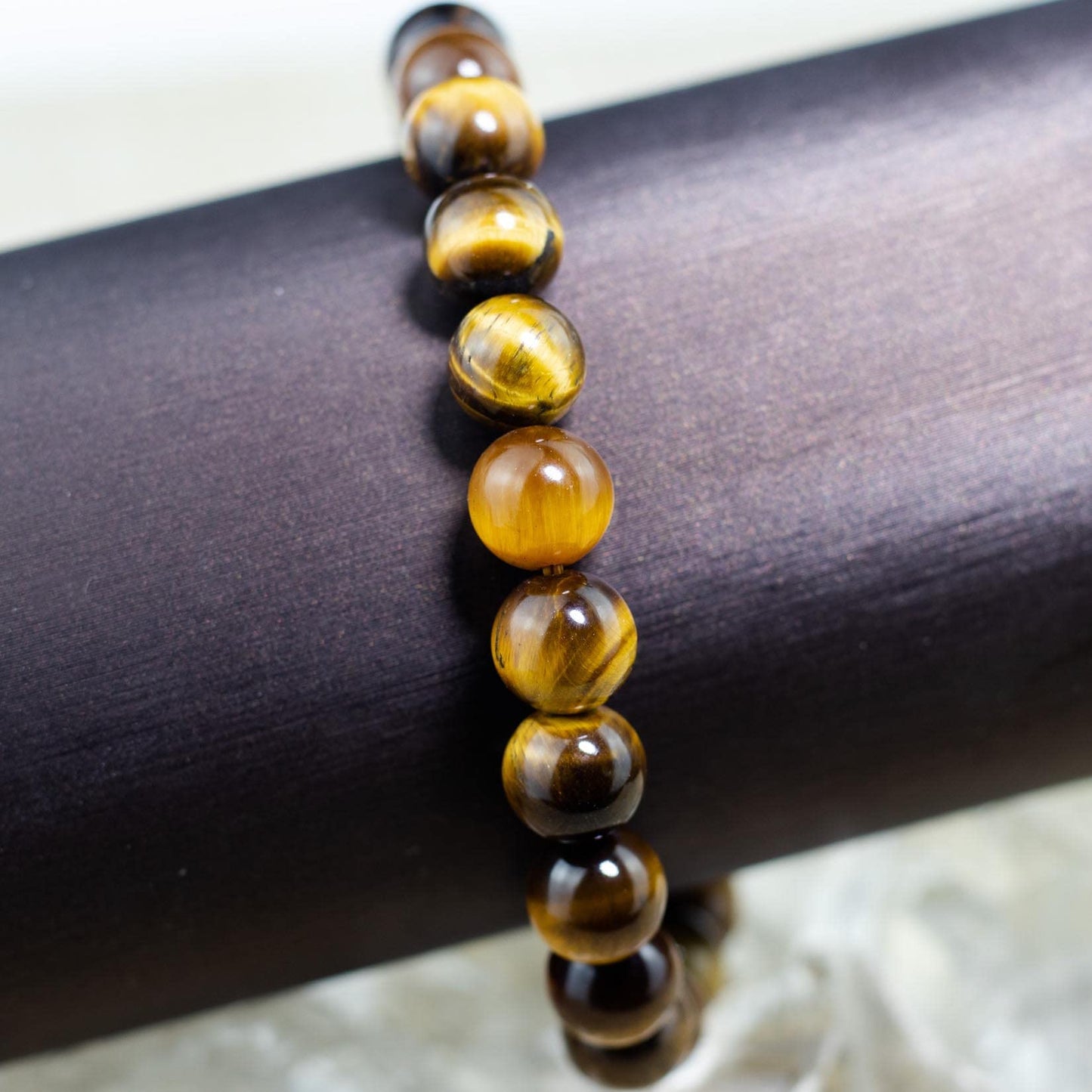DAZCOLO 8mm Natural Gemstone Stretch Bracelet, Handmade Unisex Crystal Bracelets for Meditation, Yoga, Spiritual Healing & Positive Energy (Golden Tiger Eye)