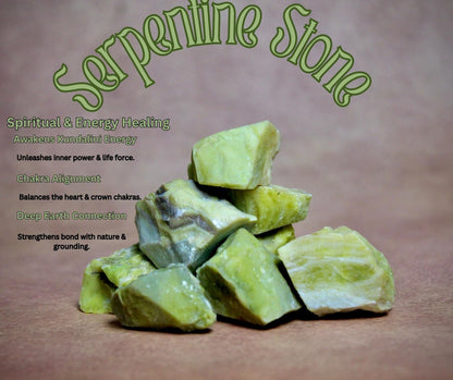 Serpentine Raw Crystals Natural Healing Stones for Kundalini Awakening, Chakra Balancing, Meditation, Reiki, Energy Work, Wire Wrapping & Spiritual Home Decor