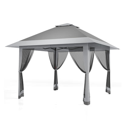 13x13 ft Pop Up Canopy Tent, One-Push Setup Gazebo with Mosquito Netting, 4 Sandbags, Height Adjustable, Waterproof UV Protection for Backyard Parties, BBQs, Camping