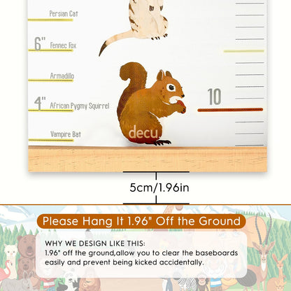Mibote Baby Growth Height Chart Handing Ruler Wall Decor for Kids, Canvas Removable Height Growth Chart 79" x 7.9" (Animal)
