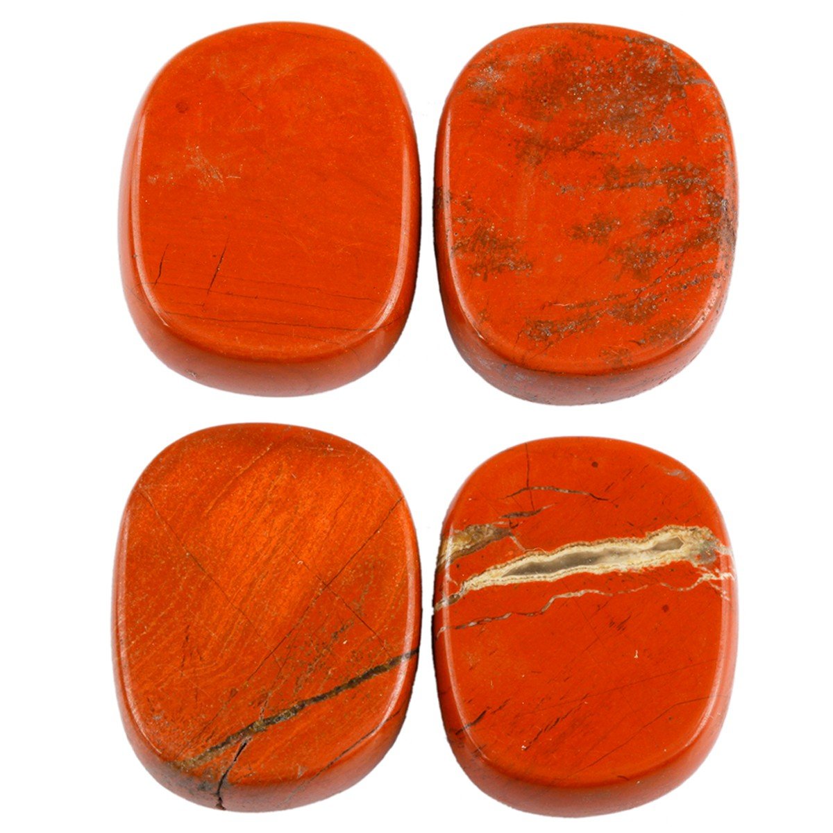 rockcloud Healing Crystal Red Jasper 4pcs Engraved Chakra Stones Palm Stone Reiki Balancing