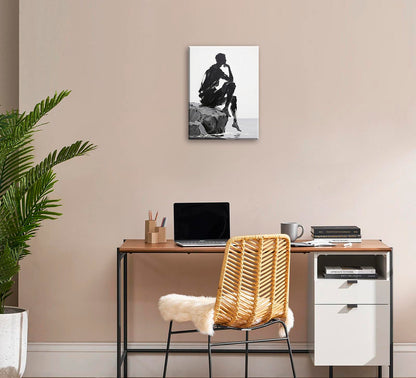 Black White Abstract Figure Wall Art Decor Modern 3D Textured Black White Grey Pictures Poster Minimalist Abstract People Canvas Painting Prints Artwork for Living Room Bedroom Framed 12x16 Inch