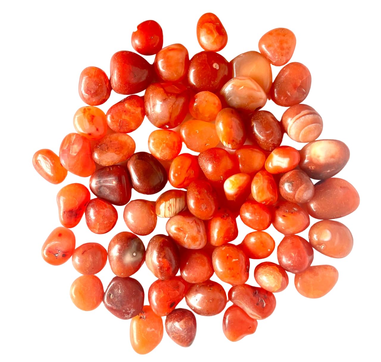CRYSTALMIRACLE Natural Seven Carnelian Tumbled Stone Set for Healing Reiki Feng Shui Gift Home Office Peace Meditation Decor