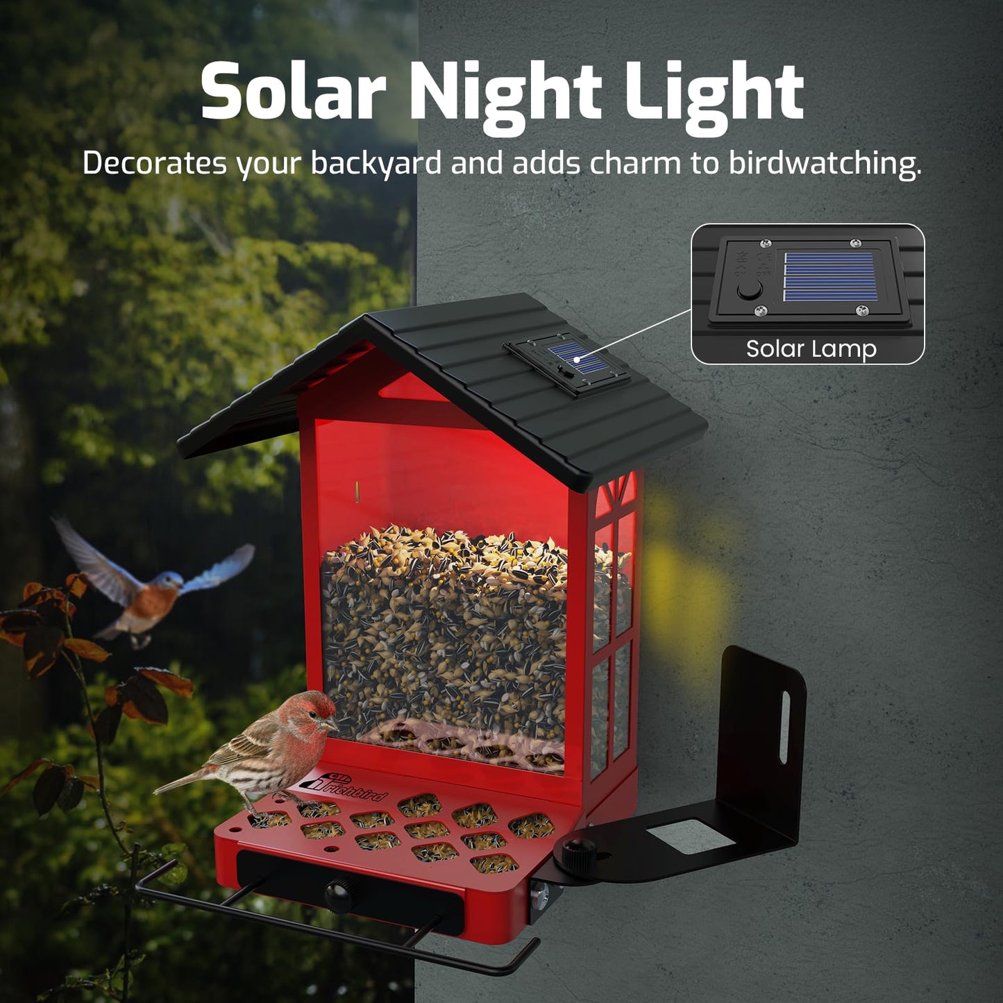 Richbird All-Metal Bird Feeder, Wall & Pole Mountable, 2.4L Large Capacity, Chew-Proof & Weather-Resistant Design, Easy to Clean & Fill, Wild Birds Feeder for Backyard & Garden, for Men Women Gift