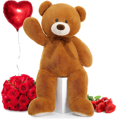 MorisMos Giant Teddy Bear Stuffed Animal 3ft, 36'' Big Brown Bear for Kid, 2025 Christmas Bear for Baby Shower, Large Stuffed Teddy Bear for Girlfriend Boyfriend Wife Mom Fiancée Valentine's Birthday