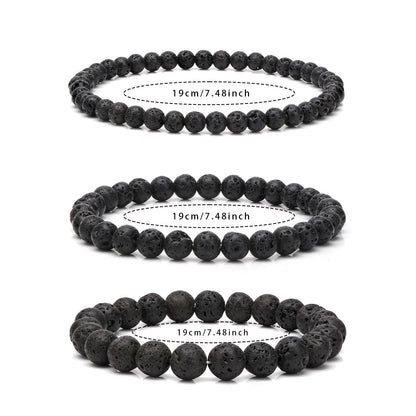 Risyfjew 4MM Handmade Lava Rock Natural Gemstone Stretch Elastic Bracelet,PE Film Anti-oxidation Packaging Natural Stone Crystal Healing Power Energy Gifts for Adult
