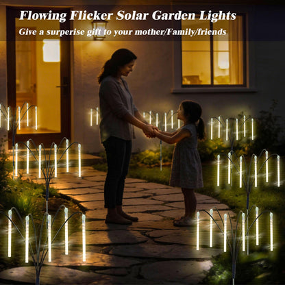 Trunfiste Garden Decor Outdoor Solar Meteor Shower Lights 2Pack 288LED,46" Whimsical Solar Garden Lights with 12 Brighter Tubes,Solar Twinkle Lights Outside for Garden Yard Path Porch Patio Lawn Decor