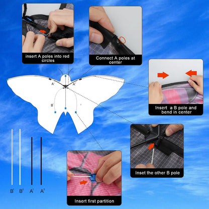 TOY Life 2 Pack Kites for Kids Ages 4-8 8-12, Large Butterfly Kites for Adults and Toddlers Age 3-5, Outdoor Toy Games Beach Kite Easy to Fly for Girls Boys