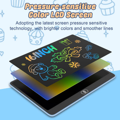 LCD Writing Tablet, 2PCS 16 Inch Colorful Drawing Pad for Kids, Eye Protection Drawing Pads with Lock & Erase FUNC, Birthday and Christmas Gifts for 3 4 5 6 7 8 Year Old Girls Boys