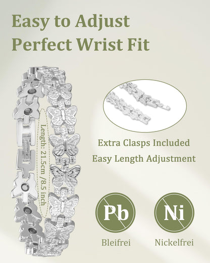 Fashtour Copper Bracelet for Women, 99.99% Pure Copper Magnetic Bracelet with Butterfly Design, Adjustable Bracelet with 3800 Gauss Magnets, Includes Sizing Tool & Gift Box