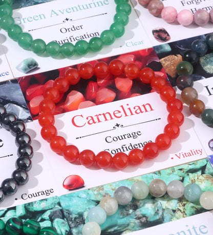 SAMOCO 16Pcs Natural Healing Crystal Bracelets for Women Men Semi-Precious Gemstone Beaded Bracelets Round Beads Gemstones Stretch Yoga Bracelet