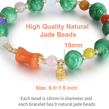 Handmade Natural Jade Beaded Bracelet for Women & Men – Genuine Green/White Jade Gemstone Stretch Bracelet – Lucky Energy Healing Jewelry Gift for Peace, Prosperity & Protection ST-06